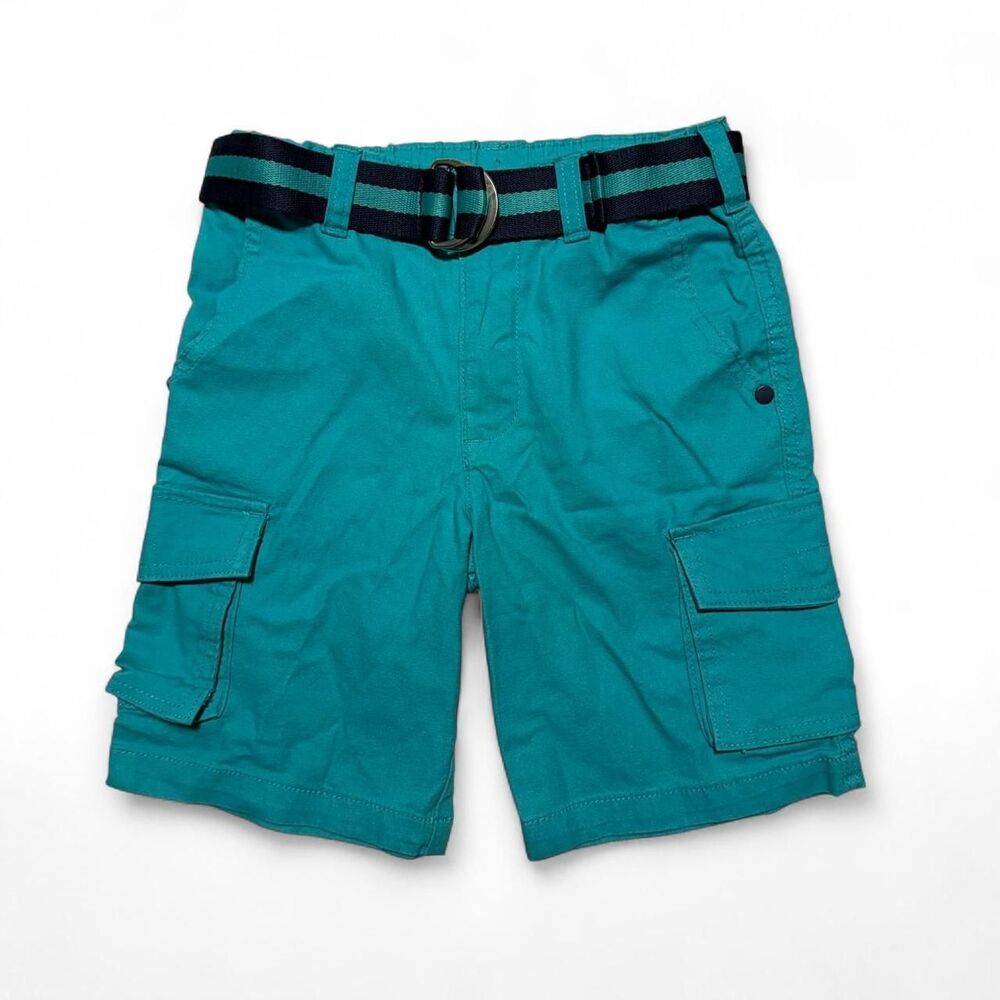 365 Kids from Garanimals Boys Aqua Teal Cargo Shorts with Belt Size 6